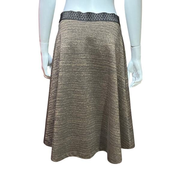 HD in Paris Anthropologie Metallic Bronze High Low Asymmetrical Skirt Size Small - Picture 4 of 11